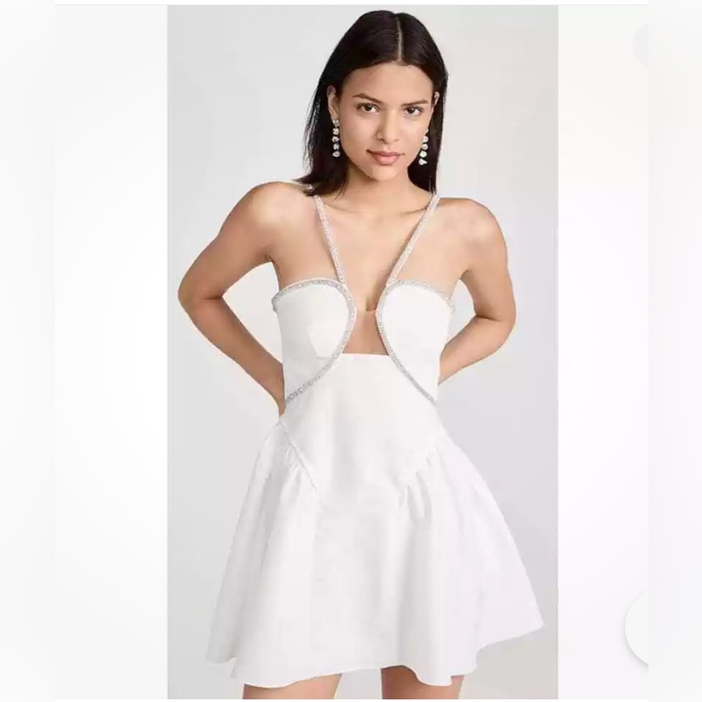 Self portrait crystal -embellished cut out mini dress. Worn once . Size 4